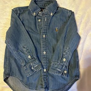Ralph Lauren denim shirt, color blue, size 2T.